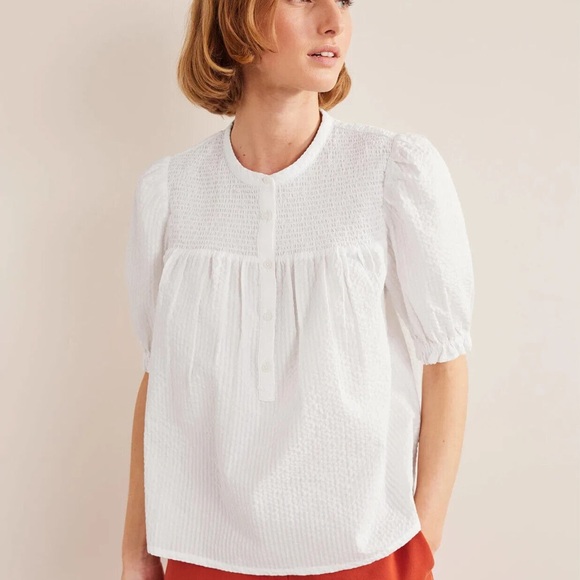 Boden Tops - White Seersucker Blouse
